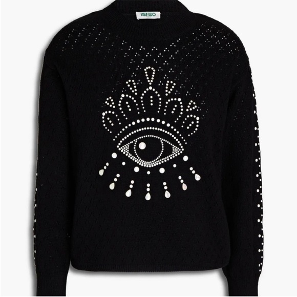 Kenzo Black Sweater with Beaded Eye Design - Picture 5 of 16